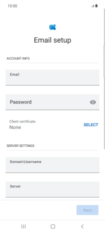 Press Password and key in the password for your email account.
