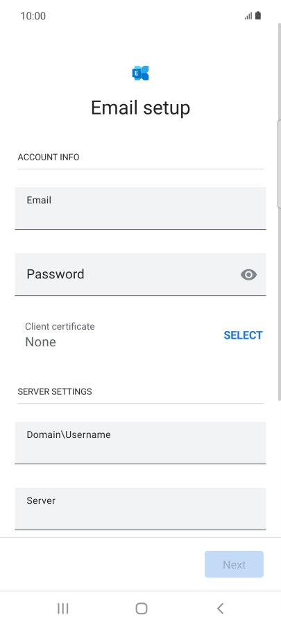 Press Password and key in the password for your email account.