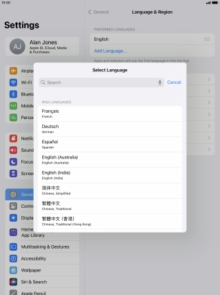 Press the required language.