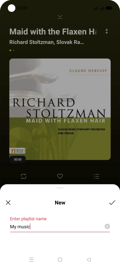 Key in the required name for the playlist and press the confirm icon.