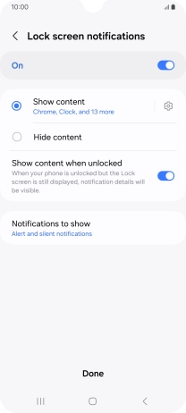 Press the required settings to turn them on or off.