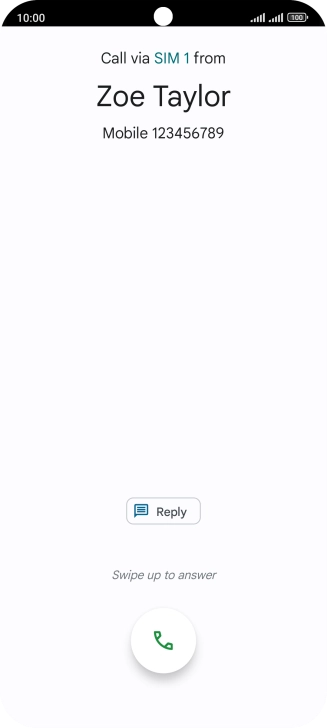 Press and drag the accept call icon upwards.