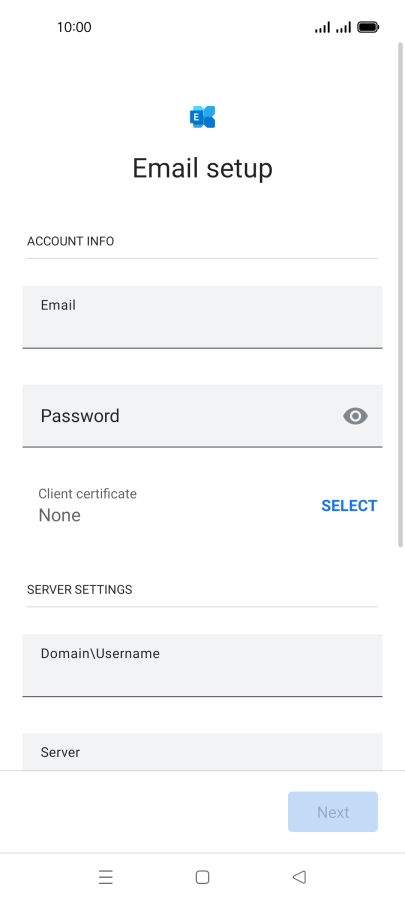 Press Password and key in the password for your email account.