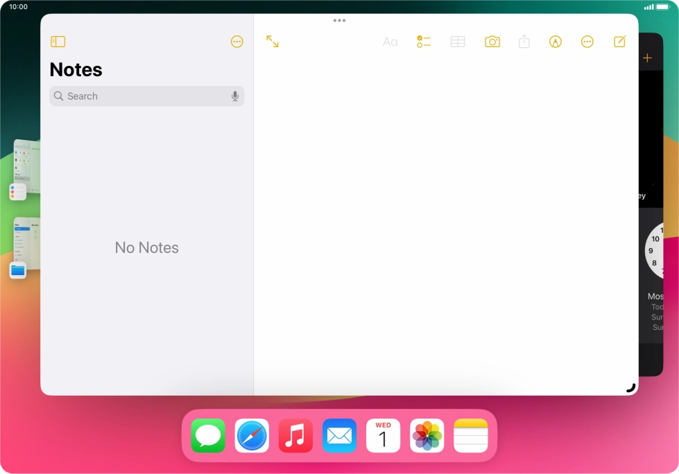 To open a non-visible running application, press the menu icon.