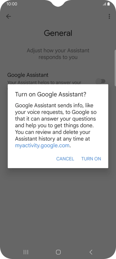 If you turn on the function, press TURN ON.