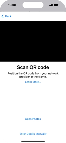 Place the QR code you've received inside the phone camera frame to scan the code. If you’ve deleted your eSIM, you can re-add it using your existing QR code. If you’re having problems, see our FAQ.