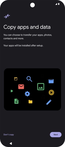 When this screen is displayed, your phone is ready to restore content from a Google One backup.