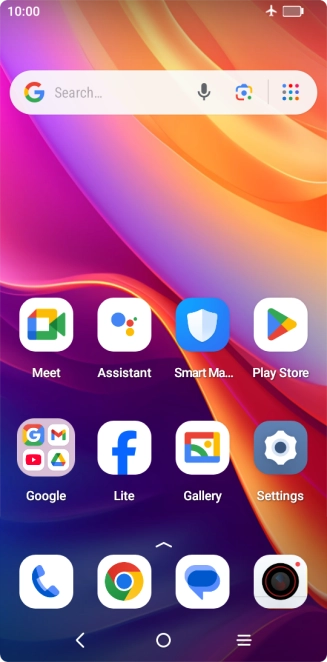 The flight mode icon shows that flight mode is turned on.