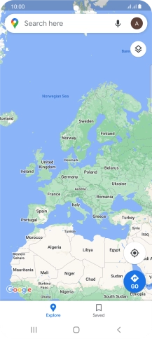 Press the search field and key in the required destination.