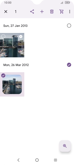 Press the required pictures or video clips to add them.