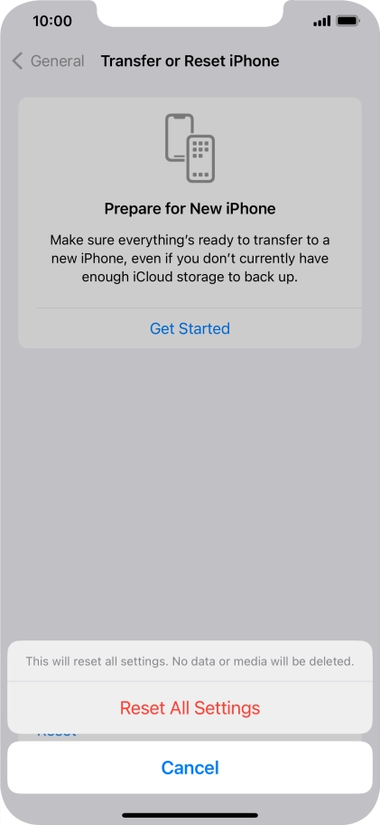 Press Reset All Settings.