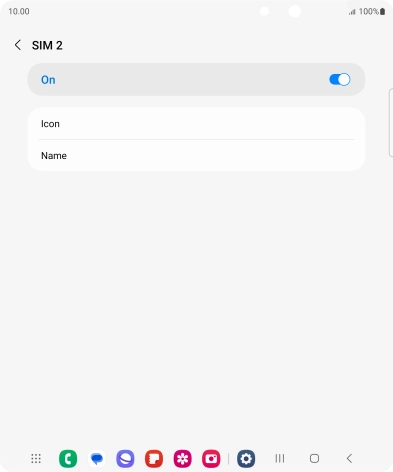 Press the indicator to turn use of the SIM on or off.