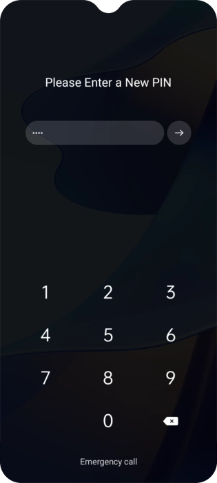 Key in a new four-digit PIN and press arrow right.