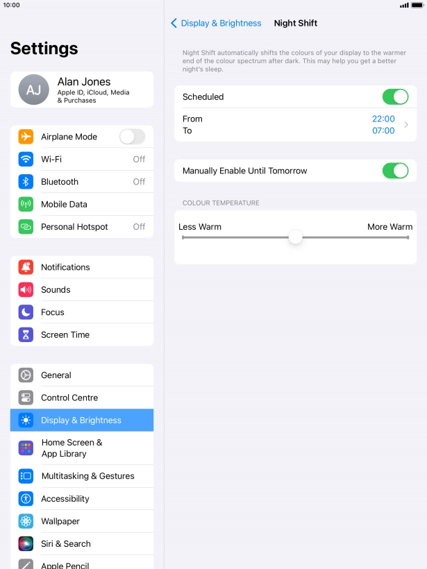 Press and drag the indicator below 