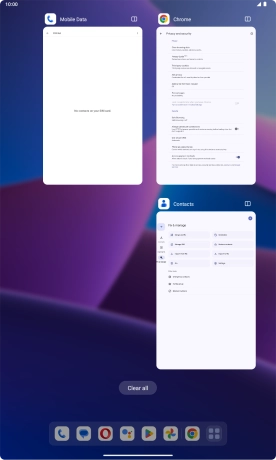 To end one running application, slide your finger upwards on the required application.