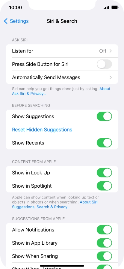 Press the indicator next to 