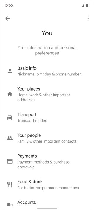 Press Basic info and follow the instructions on the screen to select phone owner settings.