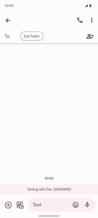 Press the text input field and write the text for your text message.