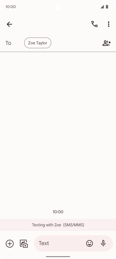 Press the text input field and write the text for your text message.