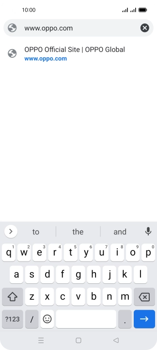 Key in the address of the required web page and press arrow right.