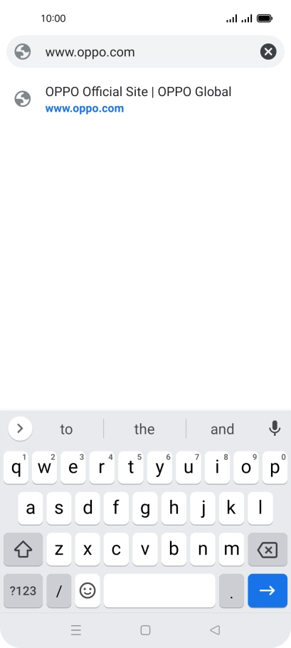 Key in the address of the required web page and press arrow right.