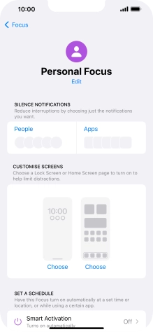 Press People and follow the instructions on the screen to select which contacts you would like to receive calls and notifications from when the selected focus mode is active.
