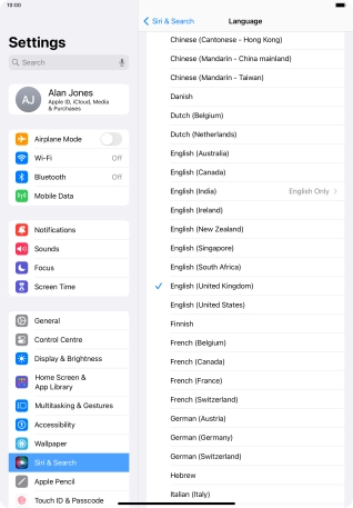 Press the required language.
