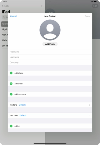Press First name and key in the first name.