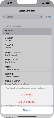 To select the new language as the default phone language, press Use ‹language› .
