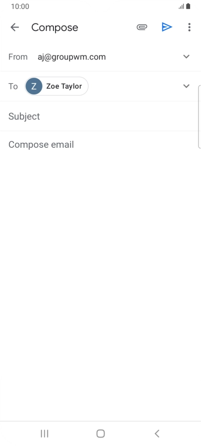 Press Subject and key in the subject for the email message. Press Subject and key in the subject for the email message.