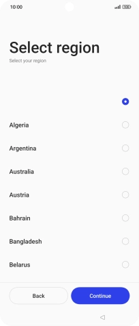 Press the required region. Press the required region.