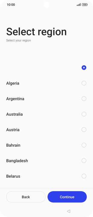 Press the required region. Press the required region.