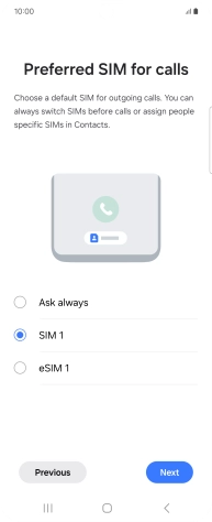 Press the required setting.
