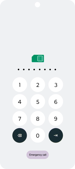 Key in the PUK and press arrow right.