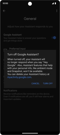 If you turn off the function, press TURN OFF.