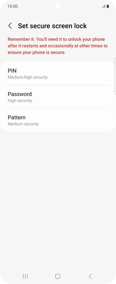 Press the required phone lock code and follow the instructions on the screen to create an additional phone lock code.