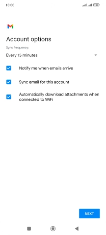 If this screen is displayed, you email account has been recognised and set up automatically. Follow the instructions on the screen to key in more information and finish setting up your phone.