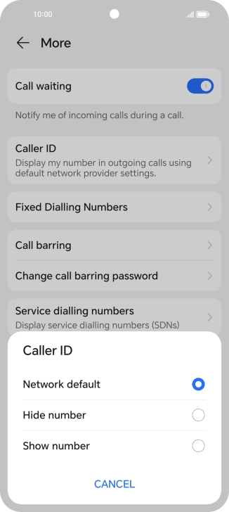 Press Show number to turn on caller identification.
