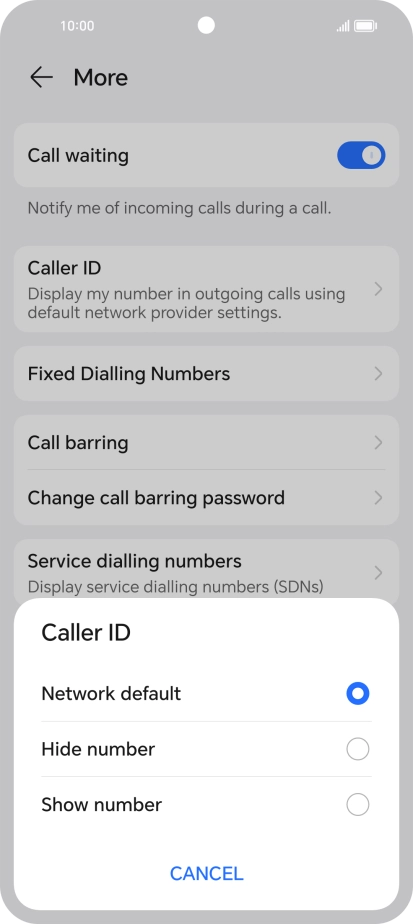 Press Show number to turn on caller identification.