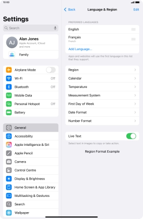 To subsequently select another language as the default language, press the move icon next to the required language and drag it to the top of the list.