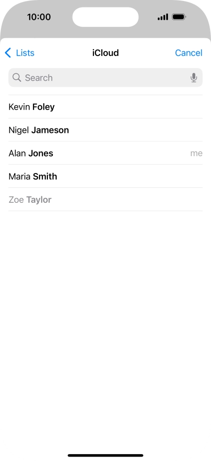 Press the required contact.