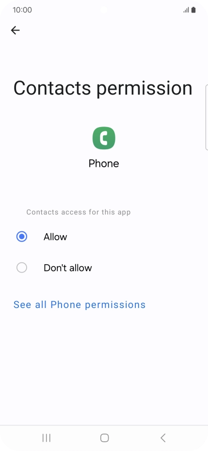 Press the required setting.