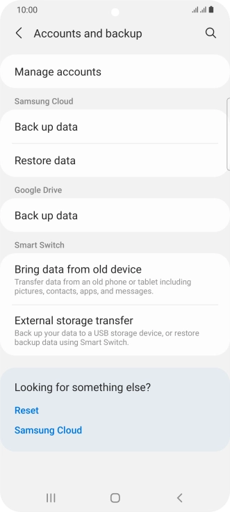 Press Manage accounts. Press Manage accounts.
