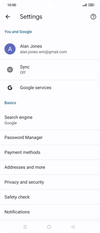 Press Privacy and security.