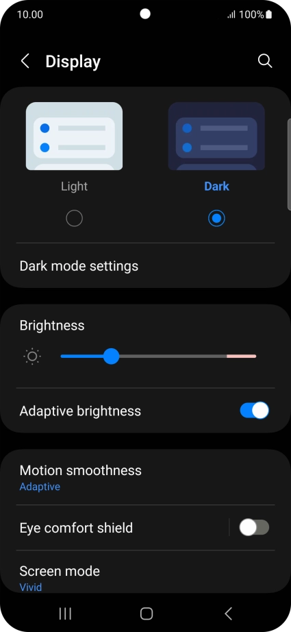 Press Dark mode settings.