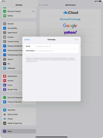 Press Email and key in your email address.