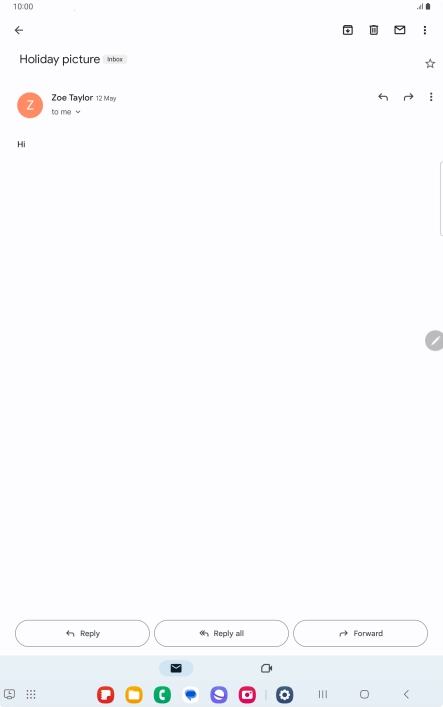 If an application is open on your tablet, such as a Mail, you can also use the functions available here, e.g.: Reply to this email.