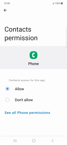 Press the required setting.