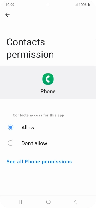Press the required setting.