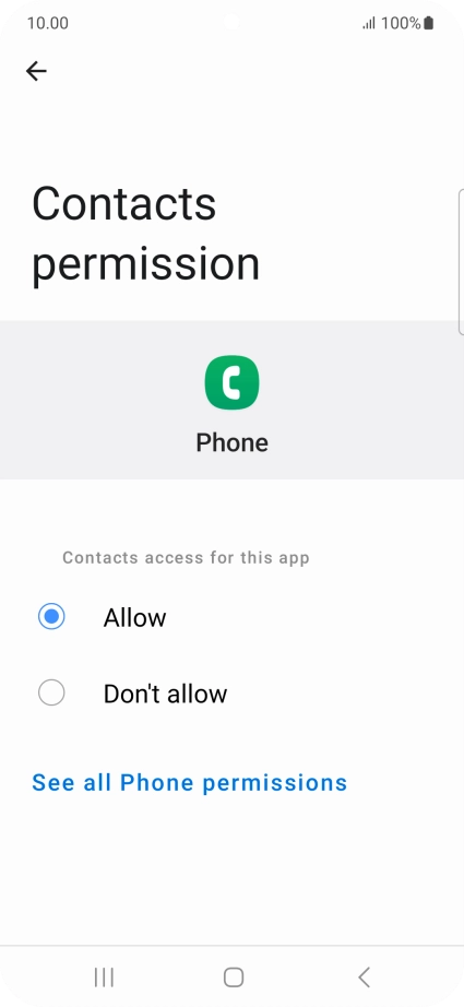 Press the required setting.